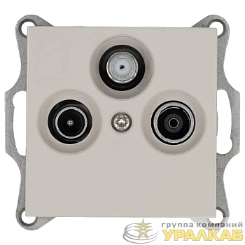 Розетка телевизионная проходная TV + FM + SAT 3-м Ф9.5мм механизм тауп Jasmart 