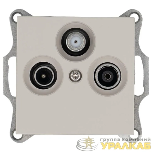 Розетка телевизионная проходная TV + FM + SAT 3-м Ф9.5мм механизм тауп Jasmart G6207T детальная картинка