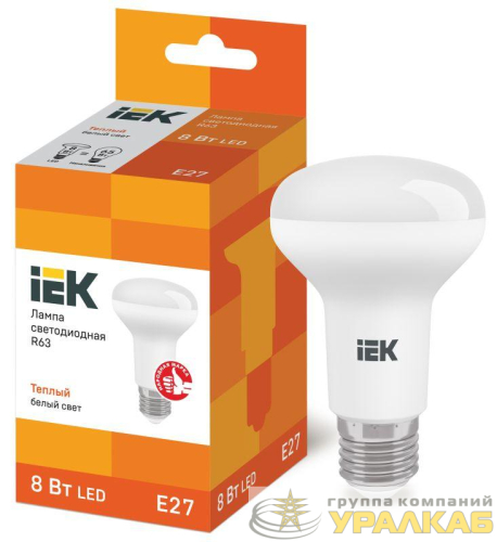 Лампа светодиодная Eco R63 8Вт 3000К тепл. бел. E27 720лм 230-240В IEK LLE-R63-8-230-30-E27