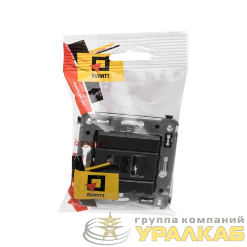 Розетка компьютерная 1-м RJ45 СП кат.6А Avanti "Черный матовый" DKC 4412373 детальная картинка