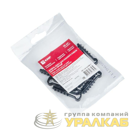 Дюбель-хомут d5х10мм для плоского кабеля черн. (уп.10шт) PROxima EKF plc-cd-5x10b-r